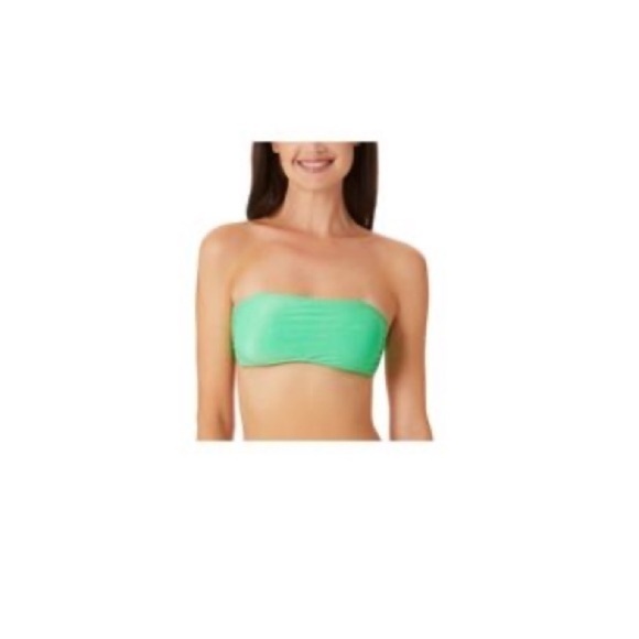 California Waves Junior's Metallic Shine Bandeau Bikini Top Swimsuit Green S - Picture 5 of 10